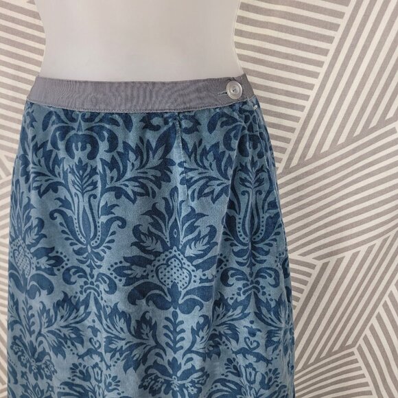 Vtg Bill Atkinson 60s Velvet Skirt Sz XS Small 25" Waist Blue Jaquard Long Maxi - Picture 3 of 8
